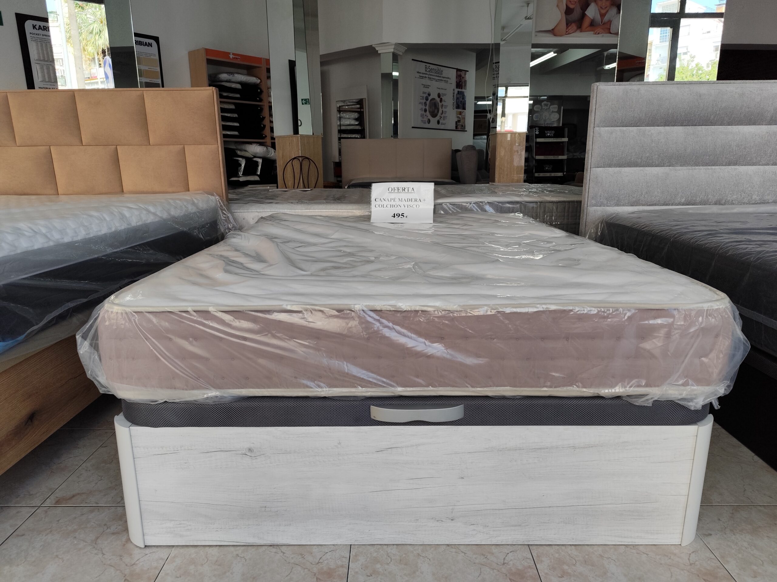 Colchón Visco + Canapé Arcón Madera